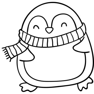 Doodle Outline Penguin Illustration Digital Stamp Coloring Picture