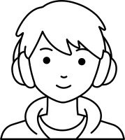 Student man boy avatar User preson people Headphone hoodie Line and White Colored Style