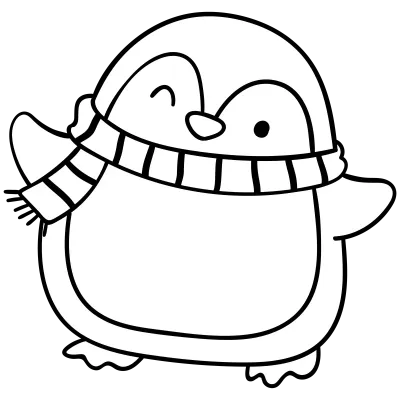 Doodle Outline Penguin Illustration Digital Stamp Coloring Picture