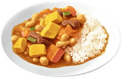 Vector japanese kare raisu - japanese curry rice flat vector clipart cartoon