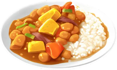 Vector japanese kare raisu - japanese curry rice flat vector clipart cartoon