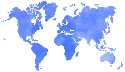 watercolor freehand painting of world map.