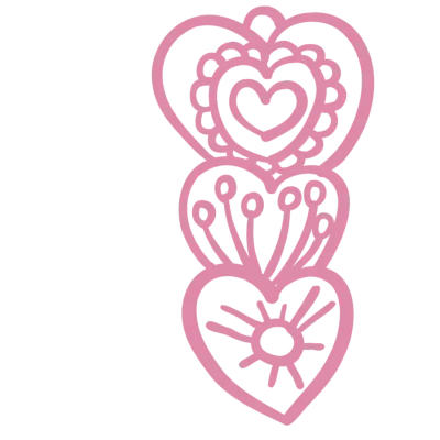 Lineart outline pink heart valentine