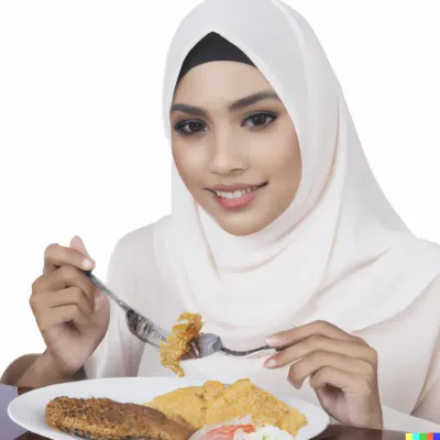 Islamic Beauty Eating Halal Food