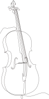 single line vector of double bass player contrabass game. Jazz bass classical musician isolated on w