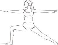 continuous line of young women in pigeon pose