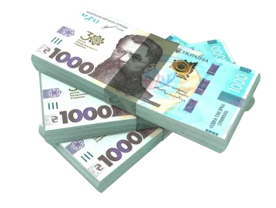 Ukrainian currency isolated 3d rendering