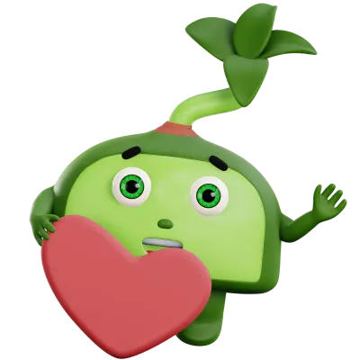 3d cute plant character with love