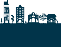 Blue Building with Trees Silhouette 4