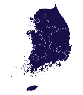 South Korea Map blue color administrative regions