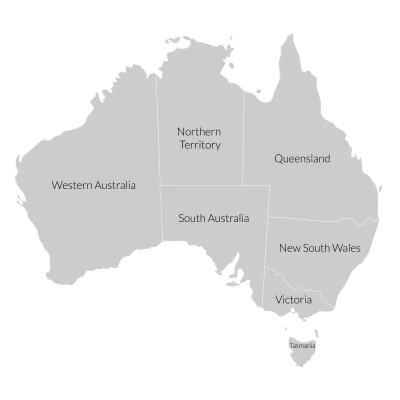 Australia map, grey regions map