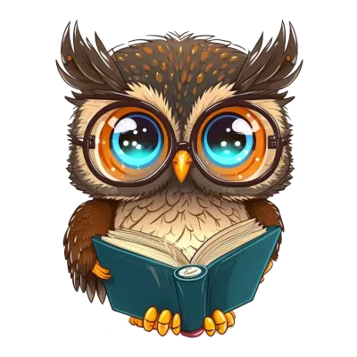 Owl in Glasses with a Book