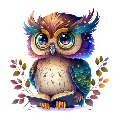 Owl in Glasses with a Book