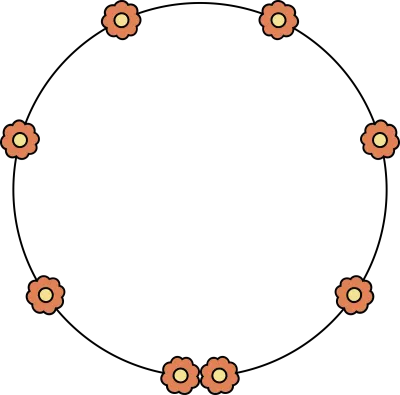 Circle frame decoration element with flowers clip art