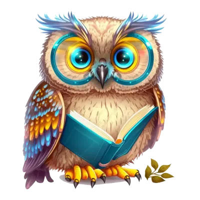 Owl in Glasses with a Book