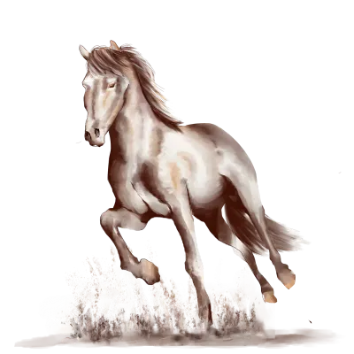 Running horse black and white watercolor style