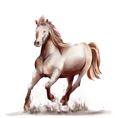 Running horse black and white watercolor style