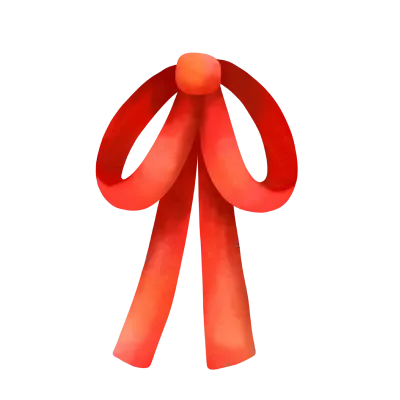 Red gift bow.