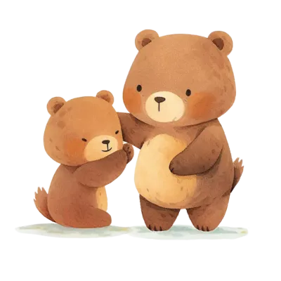 Watercolor Family Cute Bear Clipart