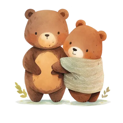 Watercolor Family Cute Bear Clipart