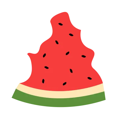 Bitten red watermelon illustration