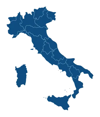 Italy map with blue color of administration map in high details