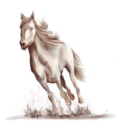 Running horse black and white watercolor style