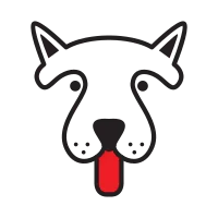 cute head minimalist dog with tongue logo design vector graphic symbol icon illustration creative id