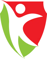 Health people human caracter in shield logo