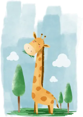 Cute animal giraffe watercolor illustration