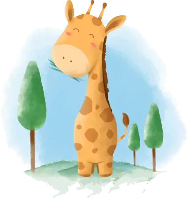 Cute animal giraffe watercolor illustration