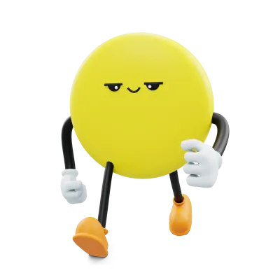3D circle Emoji character walking