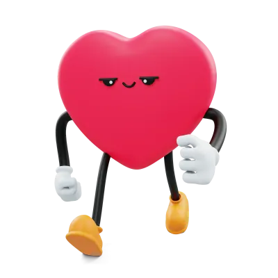 3D emoji  Heart Character walking