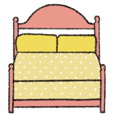 Yellow Bed with polka dot transparent doodle hand painting