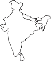 Doodle freehand outline sketch of India map.