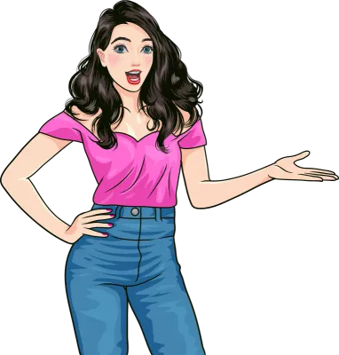 Sexy surprised young woman wonder various gesture Pop Art Comic Style