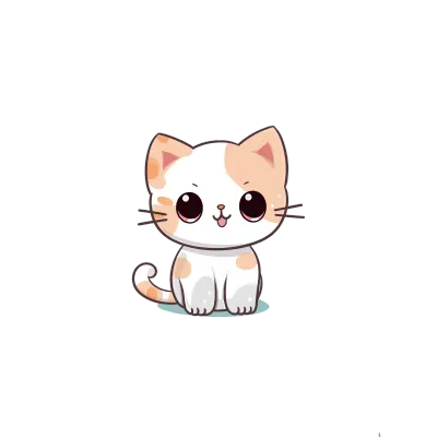 Cute cat cartoon image, kawaii style.