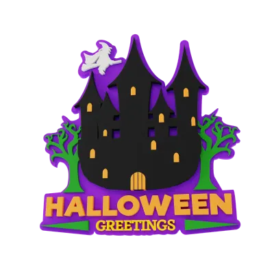 3d halloween greetings icon