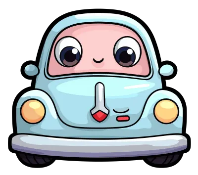 car kawaii cute sticker, white background