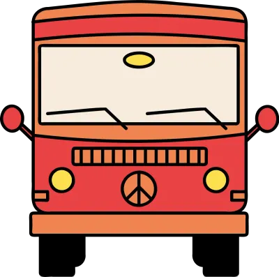 Bus Peace Hippie Vintage Hand Drawn Illustration
