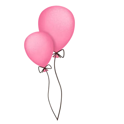 Two pink balloons with strings 