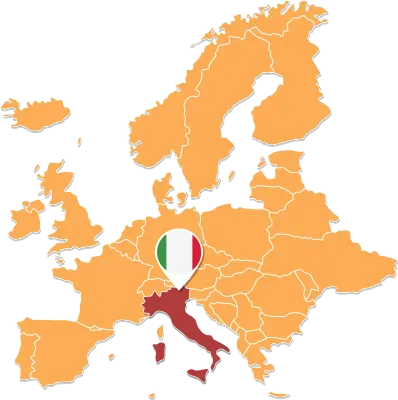 Italy map in Europe, Italy location and flags.