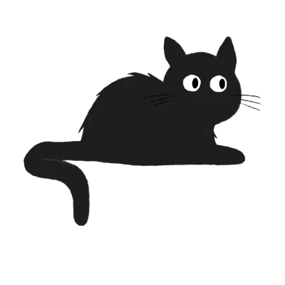 Black cat sits on the floor