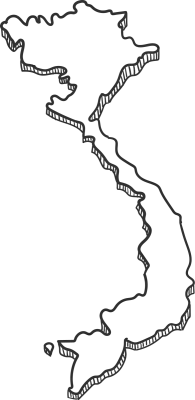 Hand Drawn of Vietnam 3D Map.