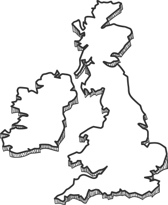 Hand Drawn of UK 3D Map.