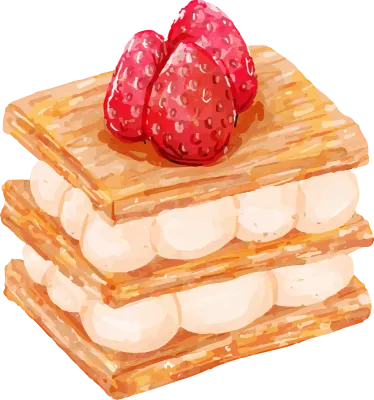 Watercolor Strawberry Cake Illustration