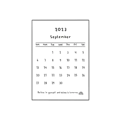 Month calendar for 2023