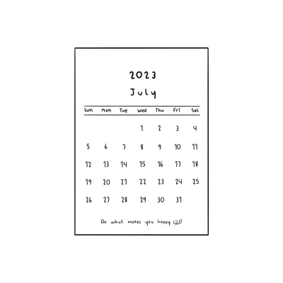 Month calendar for 2023