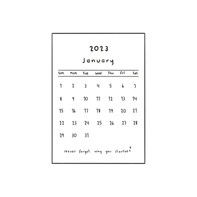 Month calendar for 2023