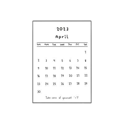 Month calendar for 2023